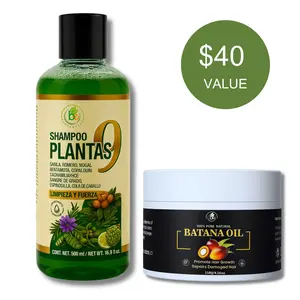 TTS Exclusive Bundle - 9-Plant Herbal Shampoo + Batana Oil Hair Growth Combo – Natural Botanical Hair Care Set – Cacahuananche, Sangre de Grado, Bergamot, Aloe & Rosemary – Strengthens, Moisturizes & Restores Shine – by BexpertsUSA