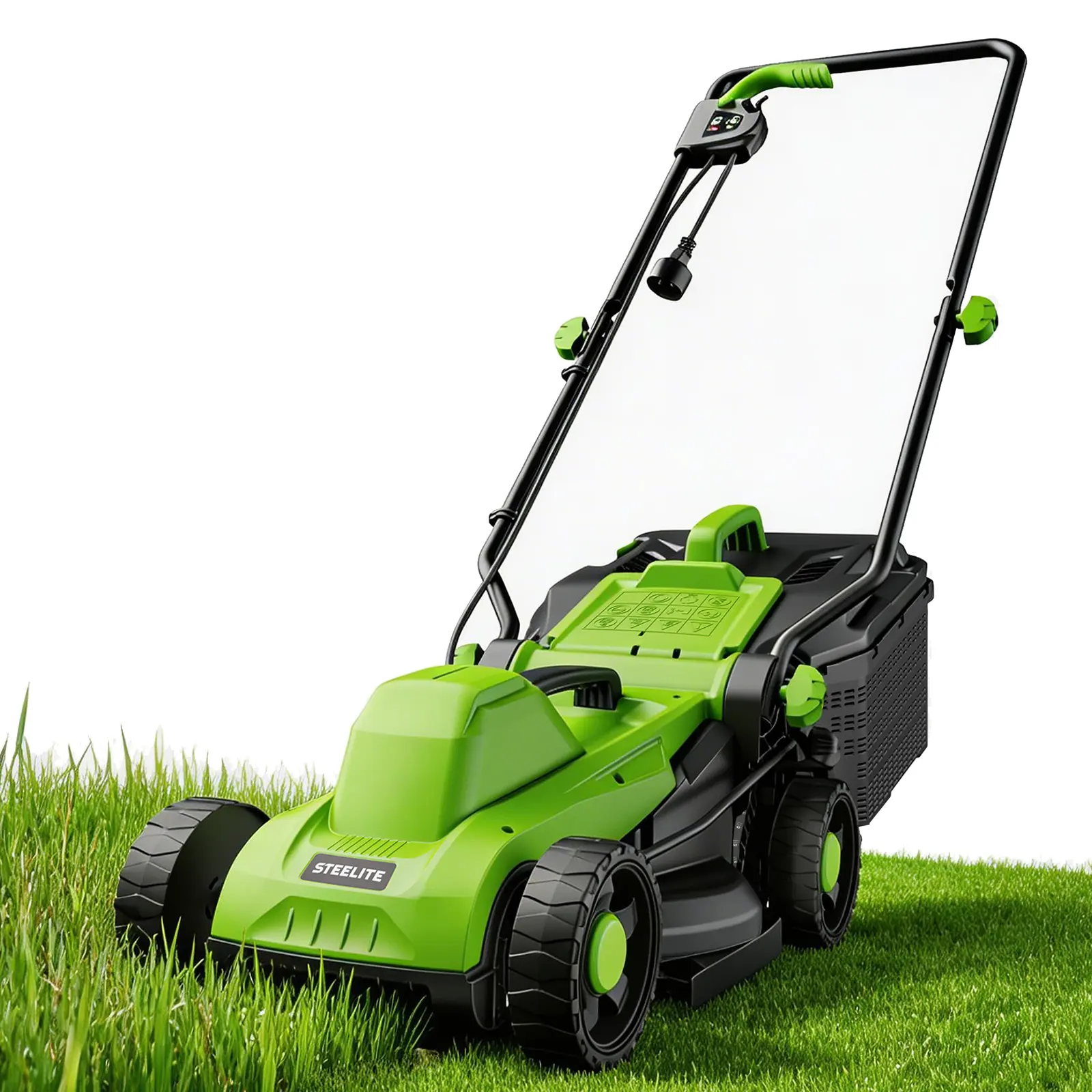 Steelite 13-Inch Corded Electric Lawn Mower - 1300W Brush Motor (3450RPM), 5-Position Height Adjustment, Lightweight Compact Design for Small to Medium Lawns & Gardens