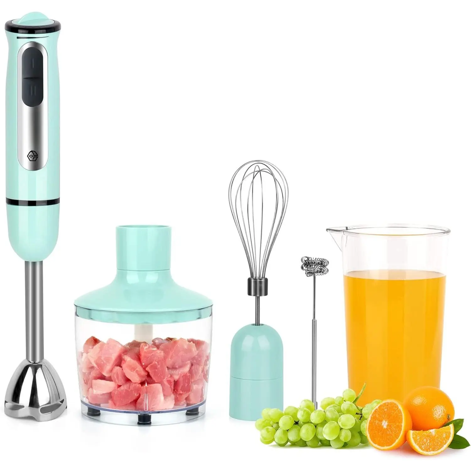 Immersion Hand Blender,  5-in-1 500-Watt Multi-Purpose Stick Blender with 860ml  , 600ml Container, Milk Frother, Egg Whisk, 8-Speed for Puree   Smoothies Soups