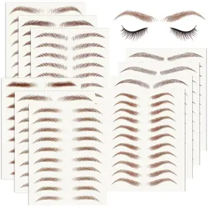 20 Sheets 196 Pairs Eyebrow Tattoo Sticker Waterproof 4D Hair-Like Natural Fake Tattoo Eyebrows Transfers Stickers Peel Off Brows Grooming Shaping Makeup Sticker for Women Girls, Brown