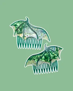 Green Dragon Wing Hair Combs | Nature-Inspired Cosplay and Ren Faire Accessory | Forest Fairy & Woodland Vibes