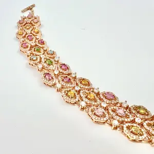 S925 Rainbow Color Tourmaline Bracelet For Women High Quality Jewelry Natural Gemstone For Christmas New Year Gift