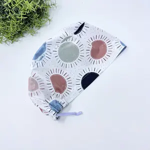 Navy & Coral Suns Euro Scrub Cap for Women with Satin Lined Option by Paradise Caps.