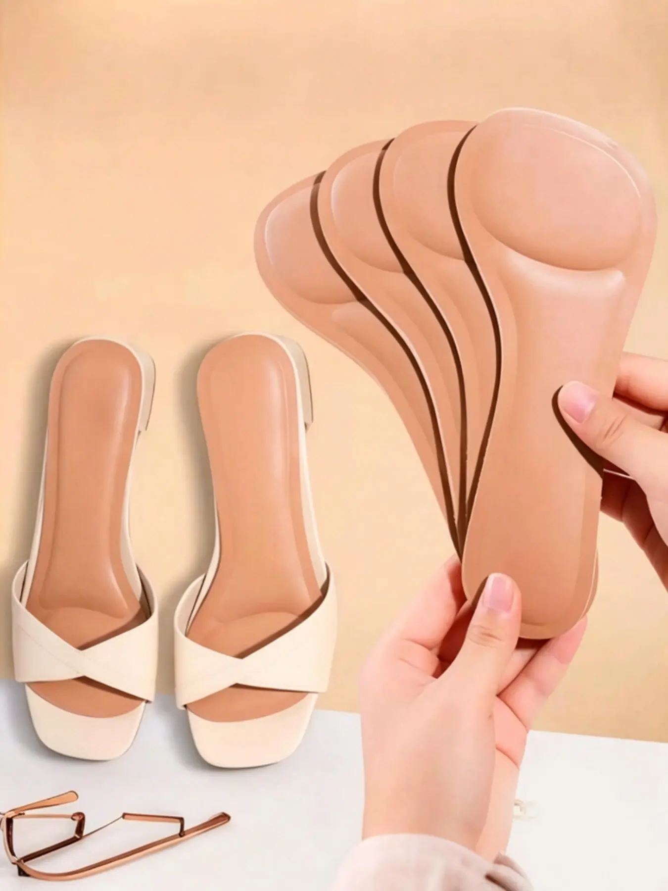 Ultra Soft Pain-Free Comfortable Self-Adhesive High Heel Insoles, Summer Sandal Forefoot Pads, Toepads, Sweat-Absorbing Anti-Slip Shoe Inserts