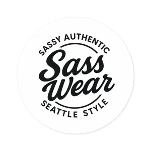 white Hot pink Sass Wear Round Sticker