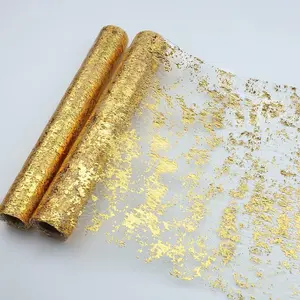 Elegant Gold/silver Color Mesh Table Runner, Fashionable Desktop Decoration, Perfect for Daily Holiday Decor, Home Dinner Party, 11x108 Inches