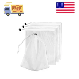 4Pcs Pool Vacuum Replacement Mesh Bag, Pool Leaf Vacuum Net Bag Fine Mesh with Locking Cord