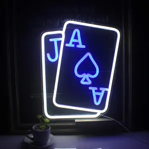 Poker Card Shaped Neon Sign, USB Powered Neon Light, Decorative Neon Sign for Home Party & Bar & Casino Decor
