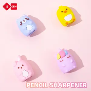 iiGEN 4PCS Cute Animal Pencil Sharpener Set Unicorn DUCK RABBIT CAT Stainless Steel Safe Long Lasting Kids Stationery