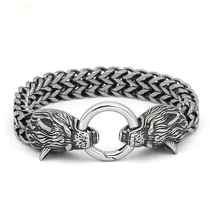 Odin's Wolves Bracelet - Geri and Freki, Norse Mythology Inspired bracelet stack Chain Jewelry Design