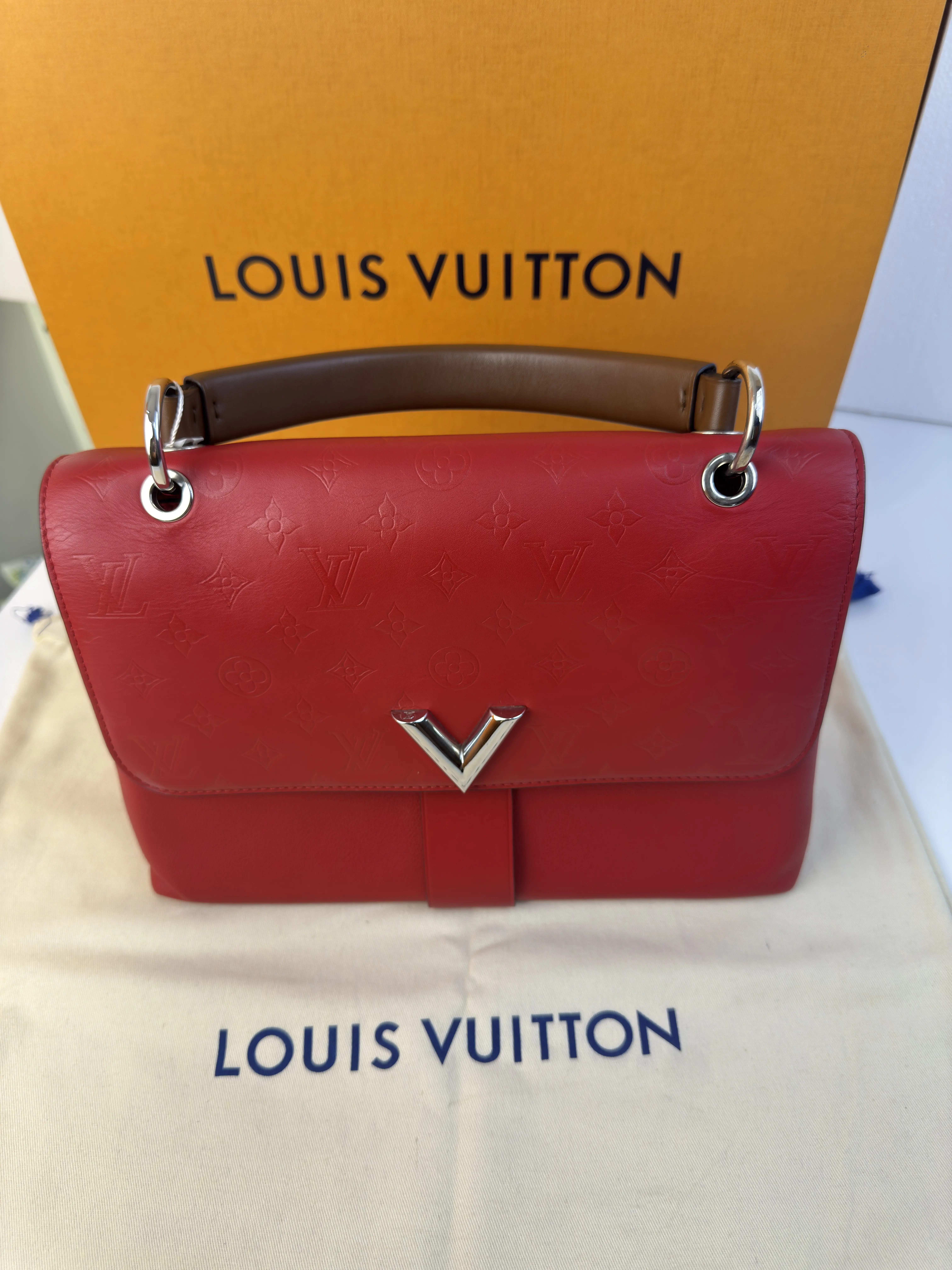 Pre-owned Louis Vuitton Bright‑Red Leather Top‑handle Flap Handbag MSSJ