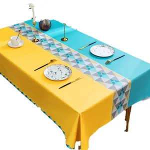 High End PVC Coffee Table Mat Anti Scald Oil Proof Washable Light Luxury Dining Table Cover Waterproof Pad Square Rectangle