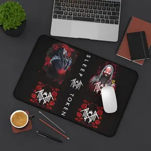Sleep Token Large Gaming Mouse Pad, Extended Non-Slip Desk Mat for Keyboard and Mouse, Dark Red Office Gaming Setup, Fan Gift