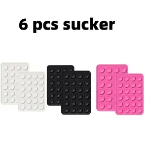 6 Pack Lightweight Silicone Suction Cups, Silicon Adhesive Suction Cup Phone Mount, Non Slip Sticky Phone Grip for Cellphone, Strong Grip Holder for Selfies and Videos