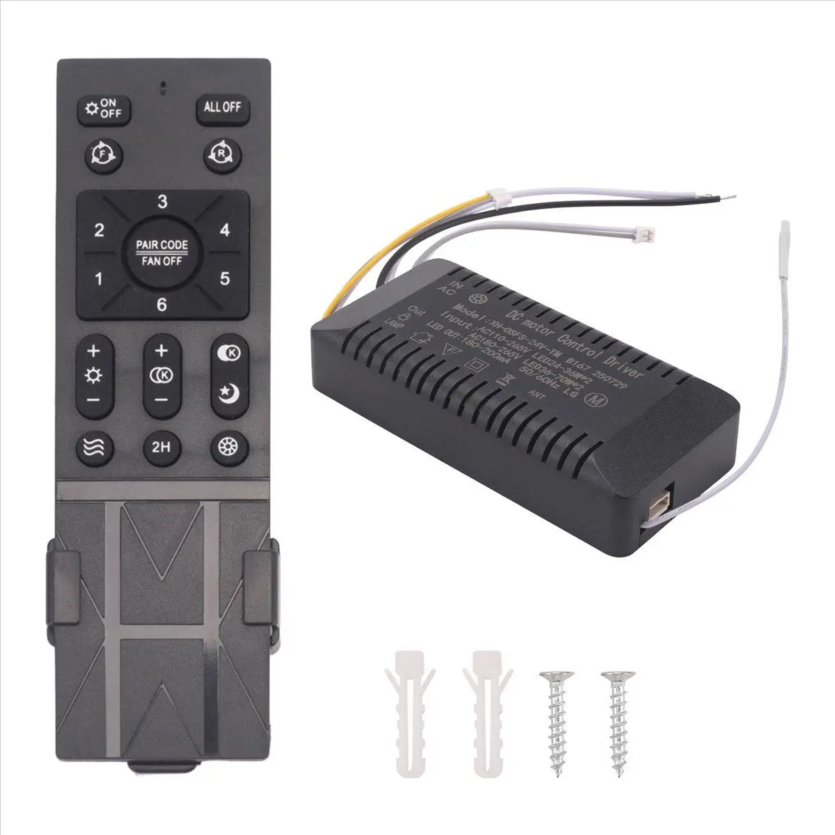 Universal Black Plastic Wireless Ceiling Fan Controller Kit Accessories - 6-Speed Settings, Dimming Controls, Convenient Reset Function, Variable Frequency Control, Suitable for All Year Use in Any Room