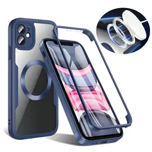360° full coverage phone case, screen protector [with MagSafe magnetic suction], drop-proof protective case for iPhone 17/16/15/14/13/12/11 Pro Max, compatible with iPhone Pro Max and Plus models, Stylish Shockproof Casing