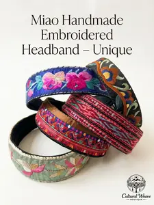 Handmade Boho Headband Trendy Handwoven Hair Accessory with Miao Embroidery Ethnic Style Gift Idea Handmade Boho Headband Trendy Accessory