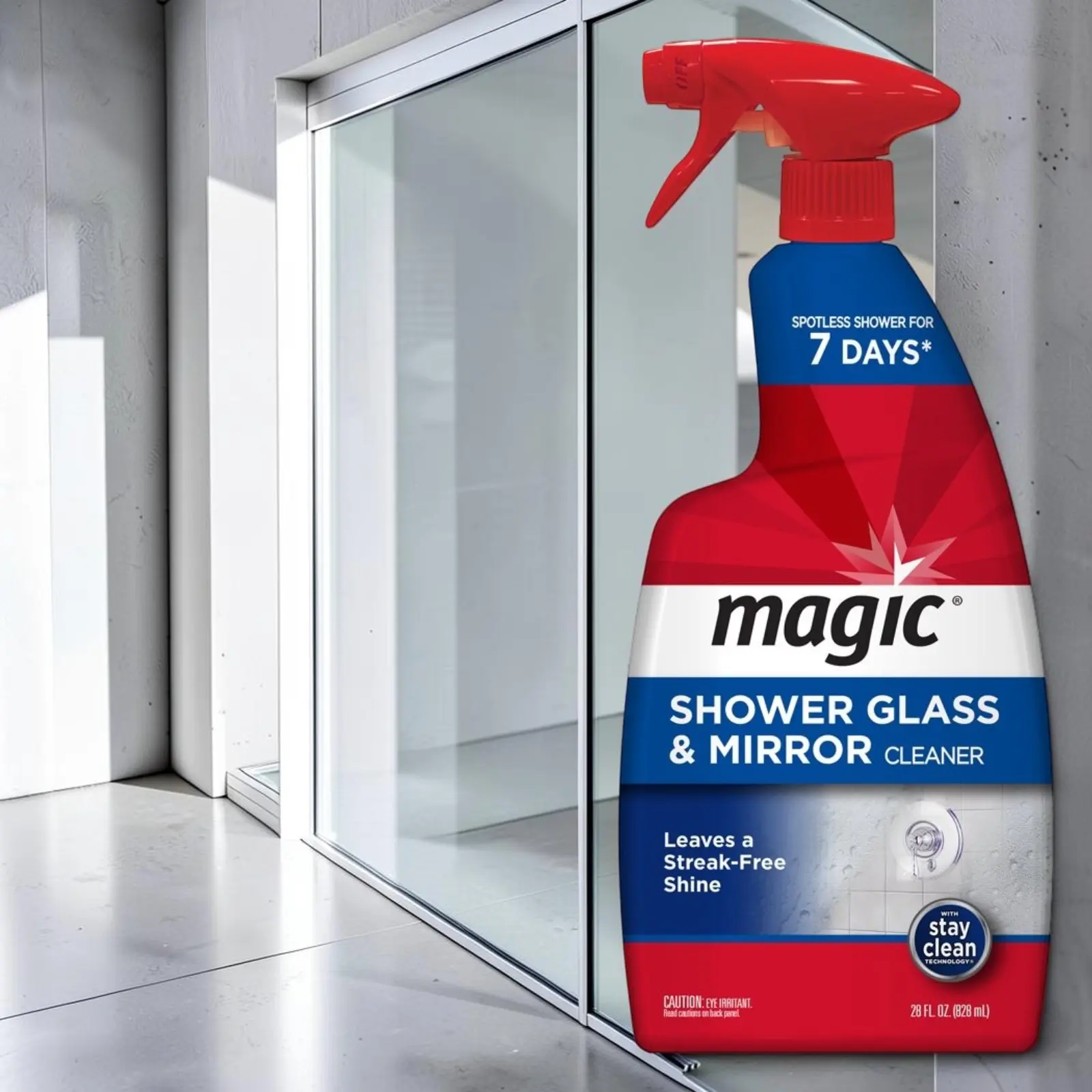 Magic Shower Glass & Mirror Cleaner - 7 Days Spotless Shine, 30 fl oz, Leaves a Streak-Free Finish, Stay Clean Formula