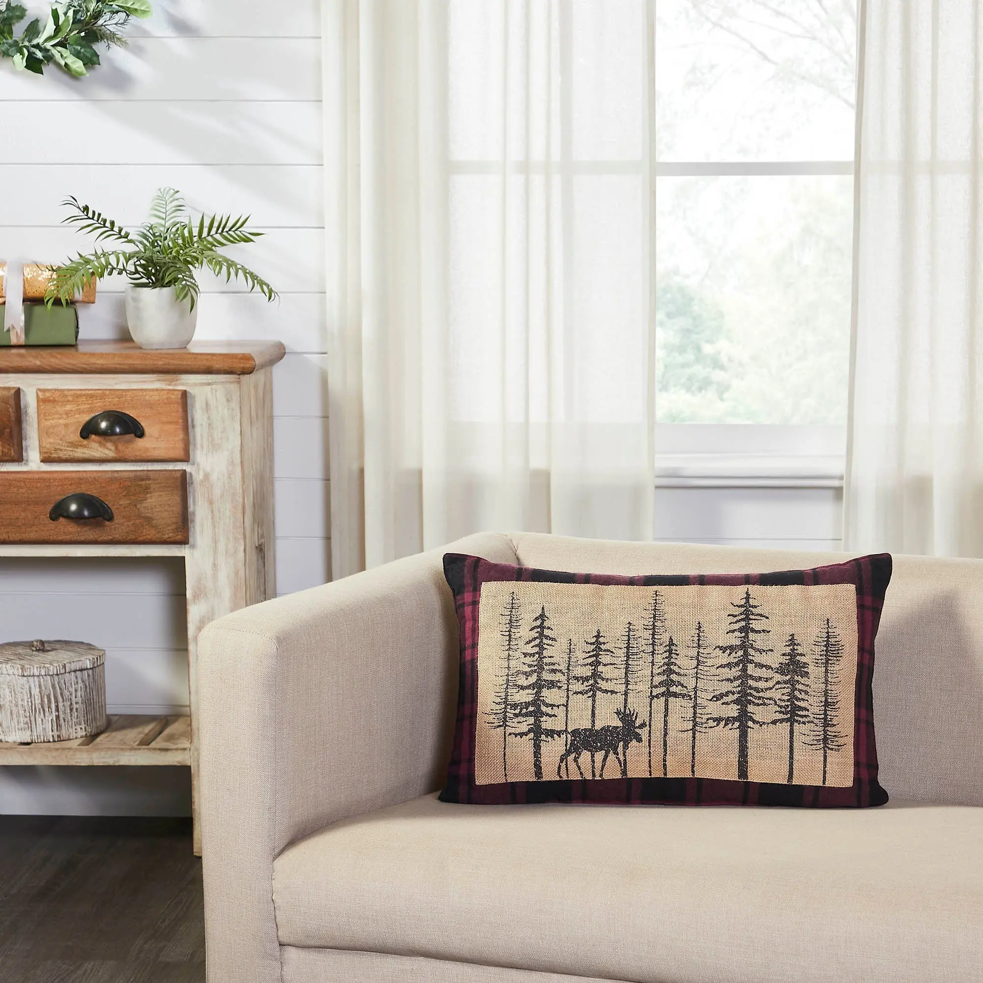 Cumberland Red Black Plaid Holiday Pillow