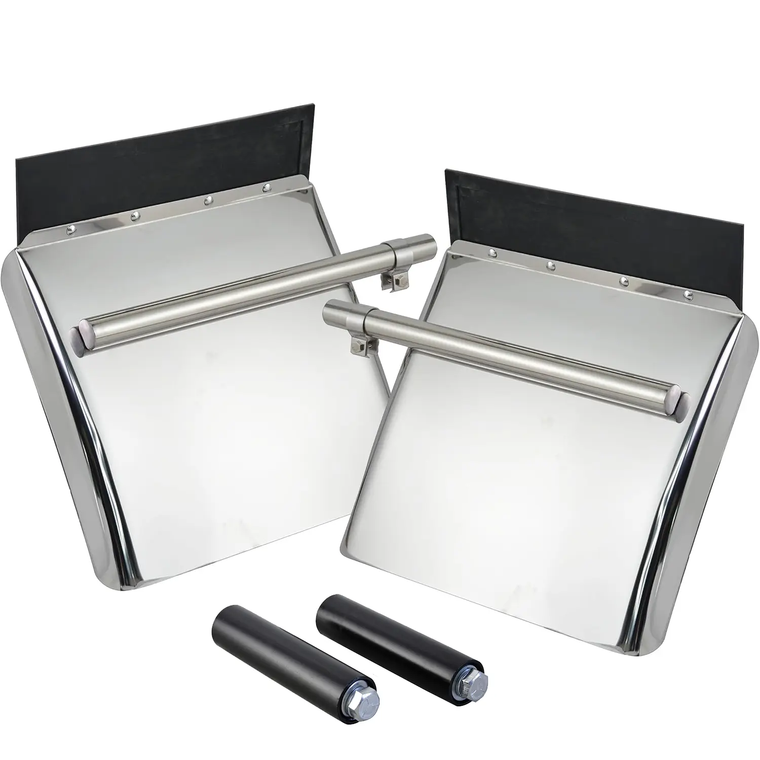Stainless Steel 24x24 in Quarter Fender Set with Single Bolt Mounting Brackets, Mud Flap Hangers, Debris Guard Protector for Semi Trucks, Automotive Car Accessories, Accessories for Car with Round Tube