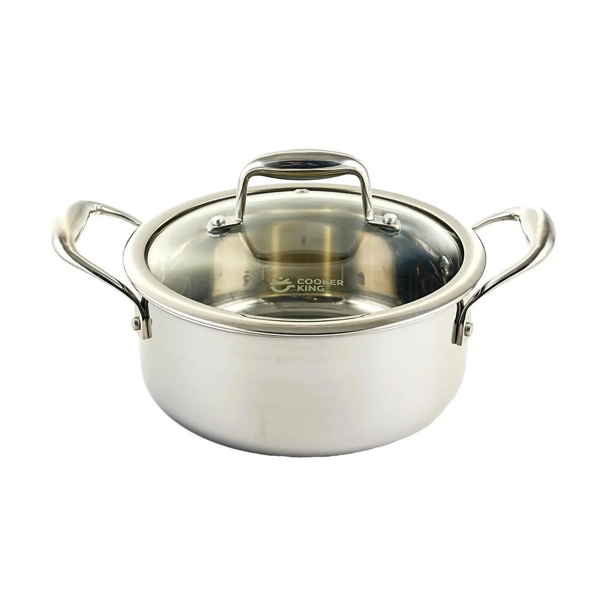 COOKER KING 20cm 3-Ply Stainless Steel Stockpot Cookware - Healthy Clad Construction, Easy Clean, Induction & Gas Stovetop Compatible for Hearty Soup Simmer