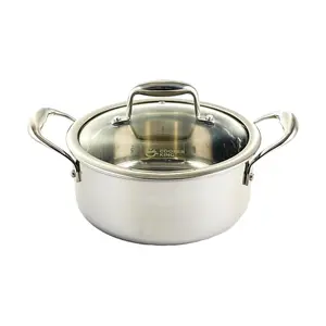 COOKER KING 20cm 3-Ply Stainless Steel Stockpot - Healthy Clad Construction for Soups, Noodles, Induction & Gas Stovetops