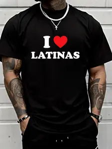 100% Cotton Unisex I Love Latinas Shirt I Heart Latinas T-Shirt - 2026 Valentine's Day Printed Short-Sleeve T-Shirt Top
