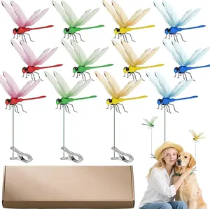 Outdoor Fake Dragonfly Rod Clip Garden Metal Dragonfly Clip Natural Organic Concept 3D Dragonfly Garden Decoration for Indoor & Outdoor Garden Creative Home Accessories Decorative Design