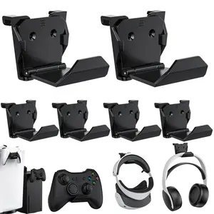 6pcs Game Controller Wall Mount - Universal Gaming Controller Holder for PS5, Xbox, Switch Pro, VR Headset, and Headphones - Strong Adhesive & Screw Installation Options, Space-Saving Organizer for Gamers