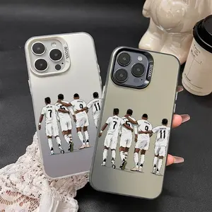 Real Madrid Football Team Cartoon Clear Tough Phone Case, Shockproof Anti-Fall Protection, Compatible with iPhone 17/16/15/14/13/12 Pro Max/Plus series, Sporty Cool Aesthetic for Soccer Fans Design Lotus