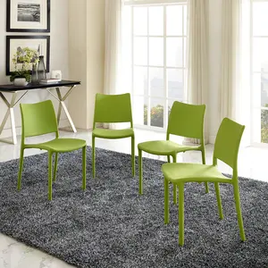 Modway Hipster Dining Side Chair Set of 4 in Green