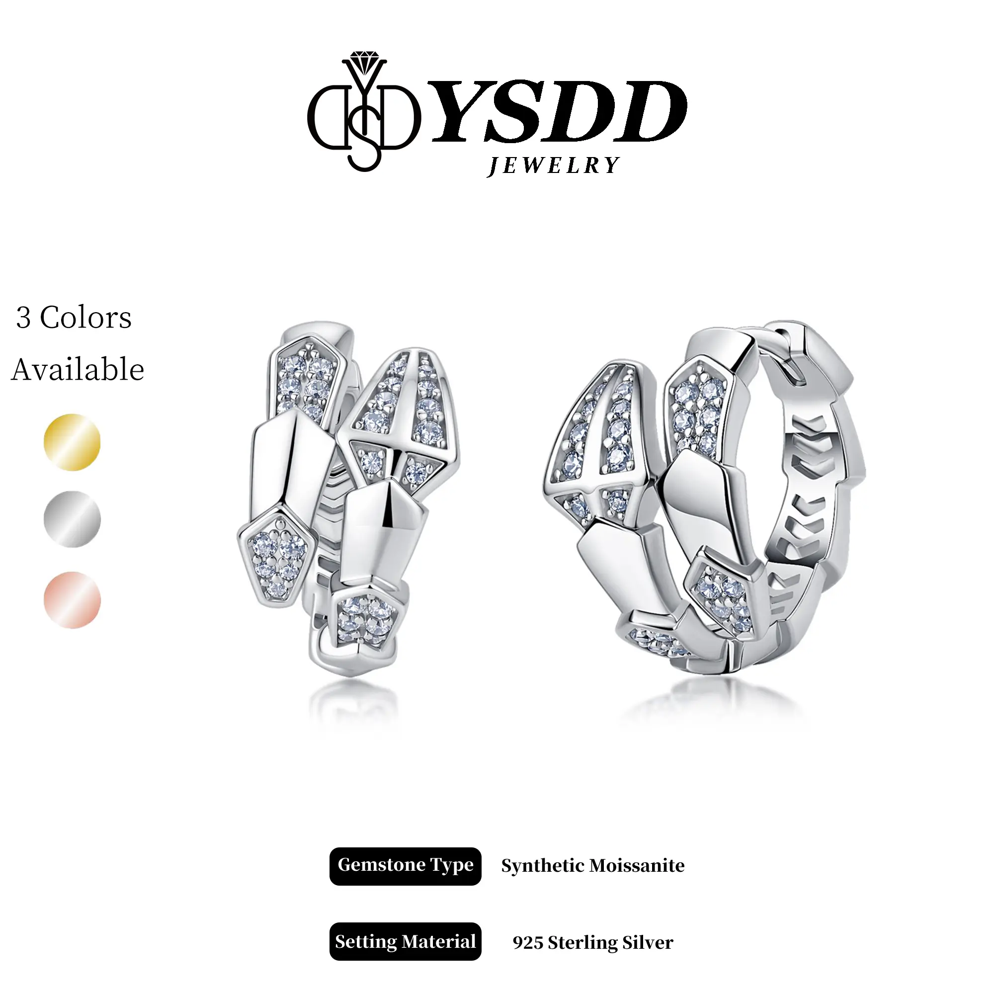 【7.4】Deluxe Serpenti Huggie Full Moissanite vvs Synthetic Moissanite Earrings in 925 Sterling Silver