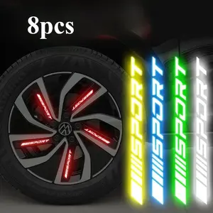 8pcs Car reflective wheel hub stickers electric bike motorcycle wheel rims sport stickers colorful modifications sports night light car stickers