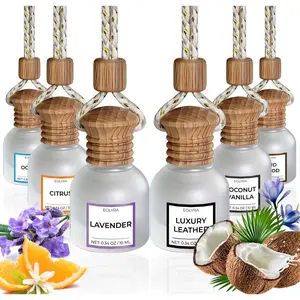 Premium Car Air Freshener Diffuser (6-Pack), 180 Day Long-Lasting Hanging Car Air Freshener & Wooden Lid Essential Oil Car Diffuser & Cute Car Accessories for Women, Gifts for Women/Men, (6 Scents)