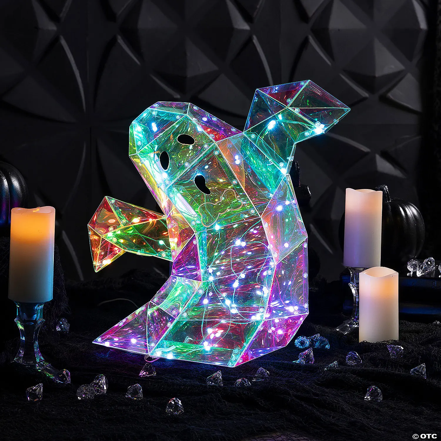 15.75in Prismatic Finish Multicolor LED Ghost Decor - Kid-Friendly Party Accessory, Colorful Lights, Halloween Festive Home Decor, Home Supplies, Halloween Aesthetic