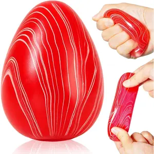 Marble Pattern Egg Stress Balls, Soft Squishy Squeeze Fidget Toys for Kids Adults, Sensory Relief Toys for Autism ADHD, Cute Fidgets for Classroom Prizes Party Surprise Gifts (Red)
