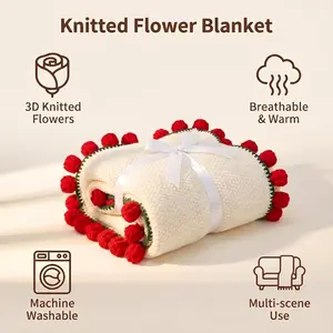 RoseAura Summer AC Blanket Throw – Lightweight Crochet Rose Pattern Blanket for Couch, Bed & Travel, Cozy Gift for Women, Luxury Home Decor Accent, Soft Breathable Air Conditioner Blanket for Office, Camping & All-Season Comfort with US Local Shipping