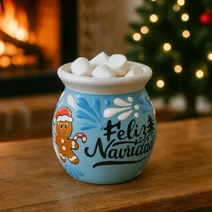 Talavera Blue Christmas Mug – Lead Free – “Feliz Navidad” Gingerbread Mug