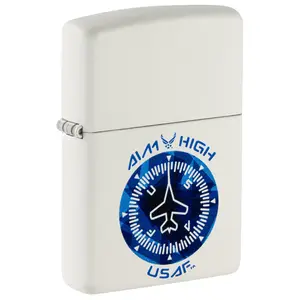 Zippo U.S. Air Force Aim High Design White Matte Pocket Lighter - Made in USA