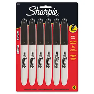 Sharpie  Super Permanent Markers Fine Point Black 6-Pack