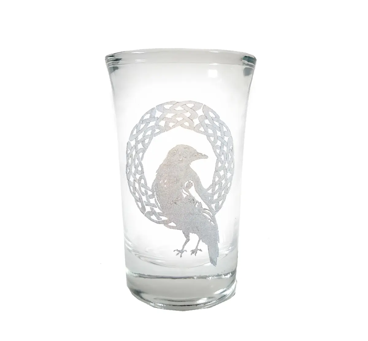 Classic 1.5 oz Engraved Celtic Raven Shot Glass, Kitchenware Drinkware for Whiskey & Spirits