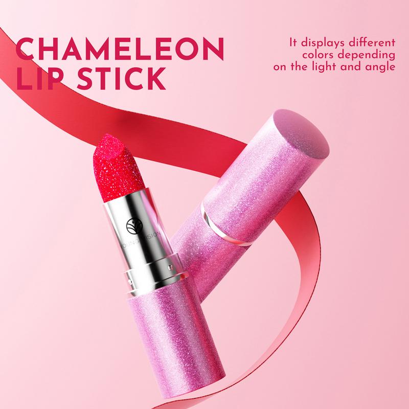 YOUNG VISION Chameleon 6-color Fine Sparkle Lipstick, Multi-purpose Facial Embossed Silk Screen Pearlescent Lipstick and Eyeshadow