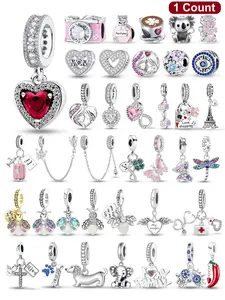 Heart & Butterfly & Clover Flower Design Beads & Charms, Fashionable Beads for Bracelet & Necklace Making, Diy Jewelry Making Supplies for Women & Girls, Beads Charms Accessories