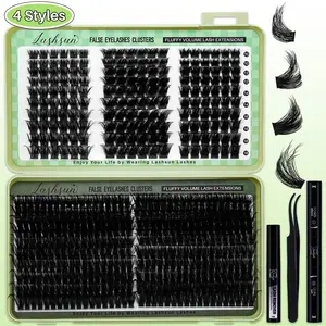 540PCS D Curl 4 styles 10-18mm/14-22mm Mixed Length Volume & 3D Effect Individual Lashes Kit Soft And Comfortable False Eyelashes Eyelash Extensions Set Long-Lasting Lashes Kit With Lash Bond&Seal Lash Remover And Tweezers for Beginners&Proficient