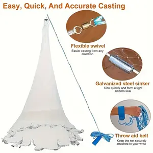 American Fishing Net Easy Quick Accurate Casting Flexible Swivel Galvanized Steel Sinker Throw Aid Belt Christmas Halloween Gifts