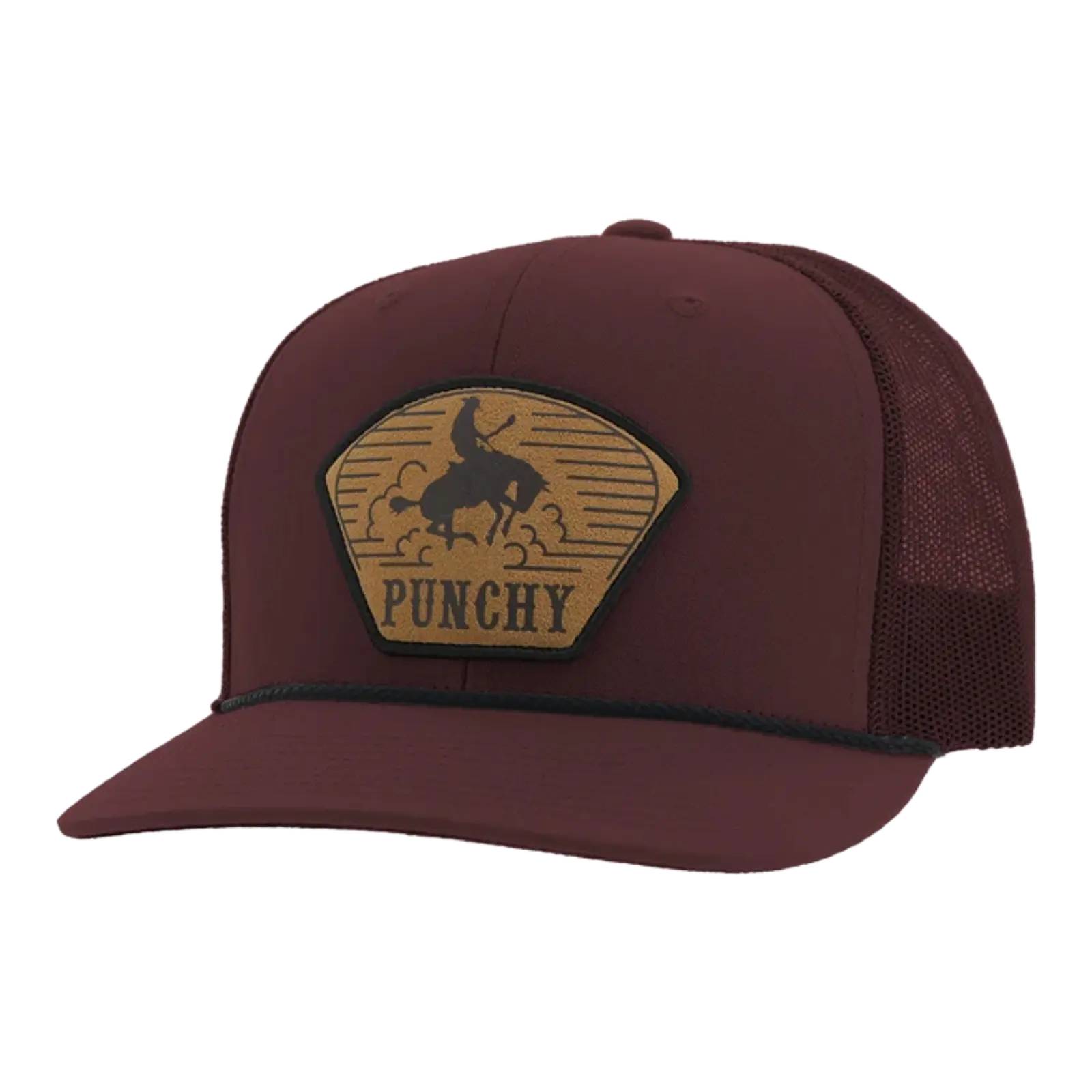 Hooey 'Cavvy' Punchy Leather Patch Maroon Trucker Hat 5032T-MA