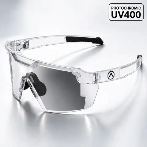 Men's Oversized Vintage Aviator Sports Eyeglasses - Z87+ Rated Protective Outdoor Sunglasses, UV400 Protection, Anti-Slip Tips, Photochromic Polarized Durable Lenses, Lightweight & Comfortable, Multi-Sports Ready, Ideal for Driving, Fishing Accessories