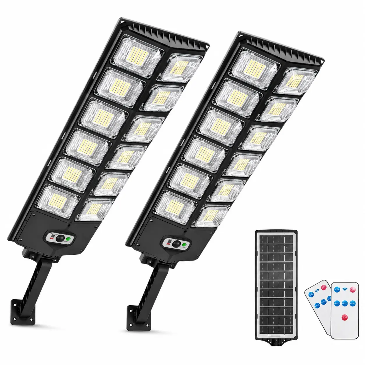 2PACK Solar Lights Outdoor, IP66 Waterproof Street Lights Outdoor, 6500K Dusk to Dawn Solar Security Flood Lights Motion Sensor with Remote Control for Yard, Entryway Garage, Porch 1 Pack