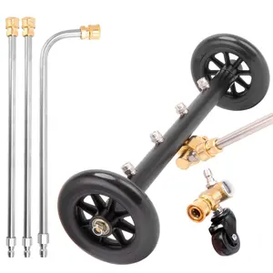 Undercarriage Washer Attachment  Cleaner Include Water Broom Swivel Wheel 14" Extension Wand(90°) And 16" Straight Wands 4000 Psi