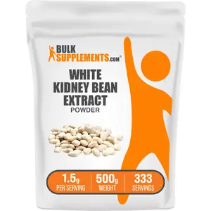 BulkSupplements White Kidney Bean Extract Powder - Edible - Protein - Amino Acids - Vegan - 500g - 1500mg per Serving